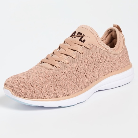 APL Lululemon Sneaker Shoe Athletic Peach Pink Glitter Metallic Knit 38 7.5 Gym - Picture 9 of 11